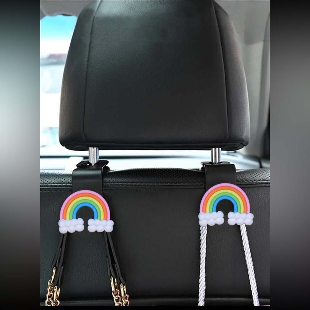 🌈 Adorable Rainbow Cloud Car Set Back Hook Set 🌈